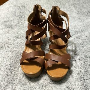Women’s size 11m a.n.a tan wedge heels